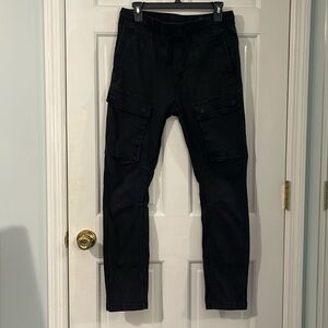 H &M  men’s black elastic waist pocketed cargo type pants-size S